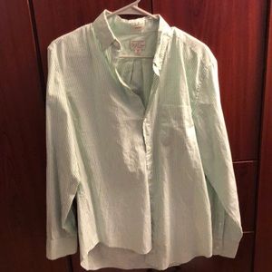 J. Crew Men’s Green Striped Button shirt Medium